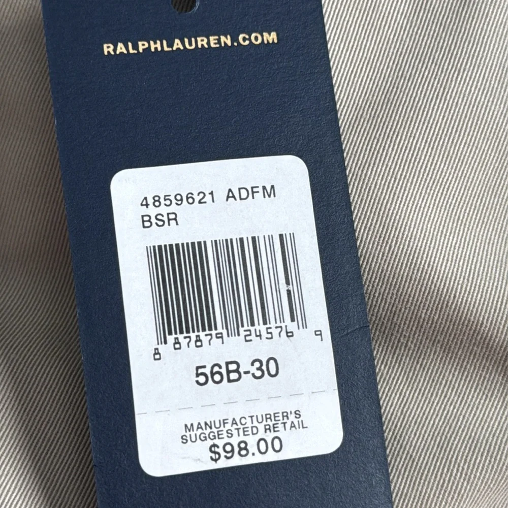 Polo Ralph Lauren Men's Pants 56B x 30‎ Classic Fit Cotton Flat Front Pocket NEW